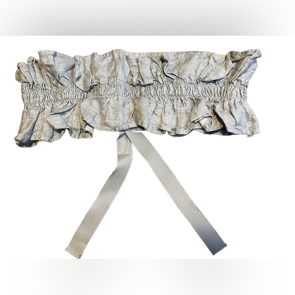 Intermix White Story Aussie Linen Grey Glitter Linen Ruffle Top Size 8 - Picture 3 of 6